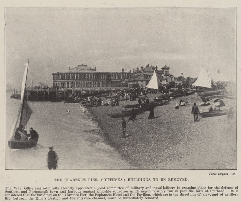 The Clarence Pier, Southsea, Buildings to be removed, 2nd May 1896 by English Photographer
