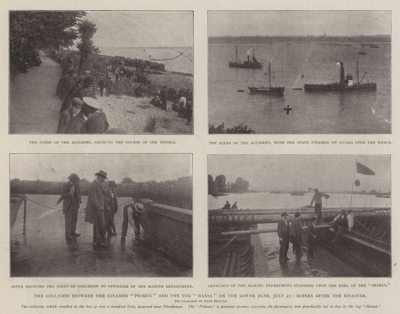 The Collision between the Steamer Primus and the Tug Hansa on the Lower Elbe, 21 July, Scenes after the Disaster by English Photographer
