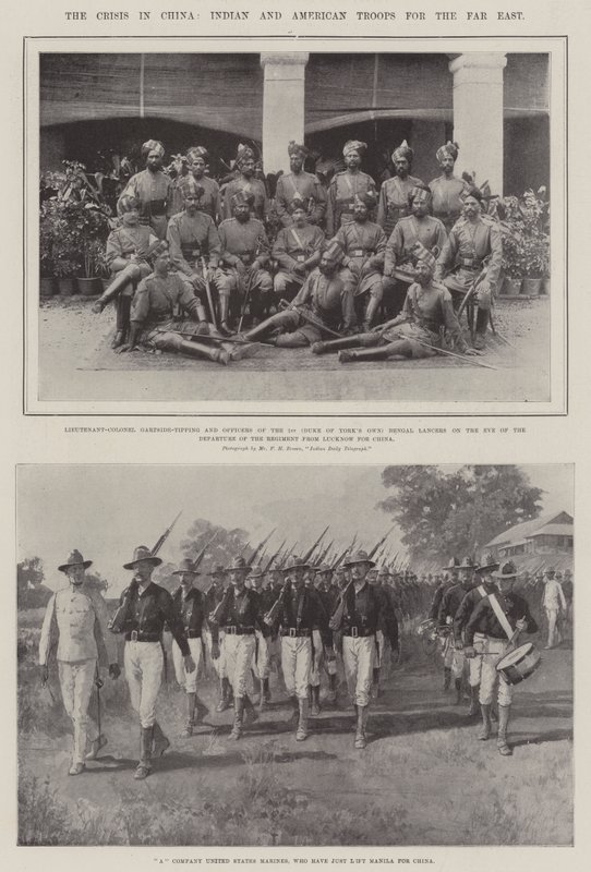 The Crisis in China, Indian and American Troops for the Far East by English Photographer