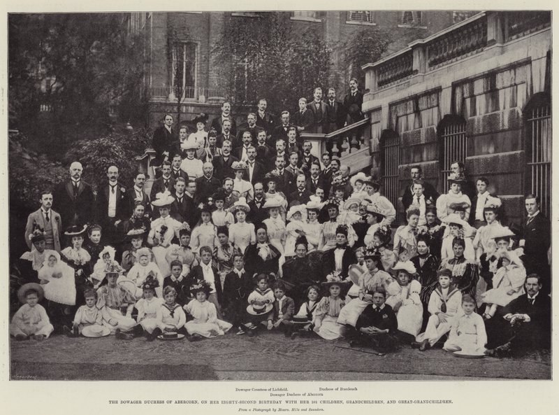 The Dowager Duchess of Abercorn, on her Eighty-Second Birthday with her 101 Children, Grandchildren, and Great-Grandchildren by English Photographer