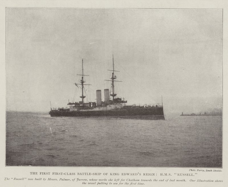 The First First-Class Battle-Ship of King Edwards Reign, HMS Russell by English Photographer