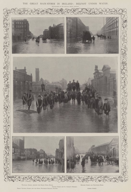 The Great Rain-Storm in Ireland, Belfast under water by English Photographer