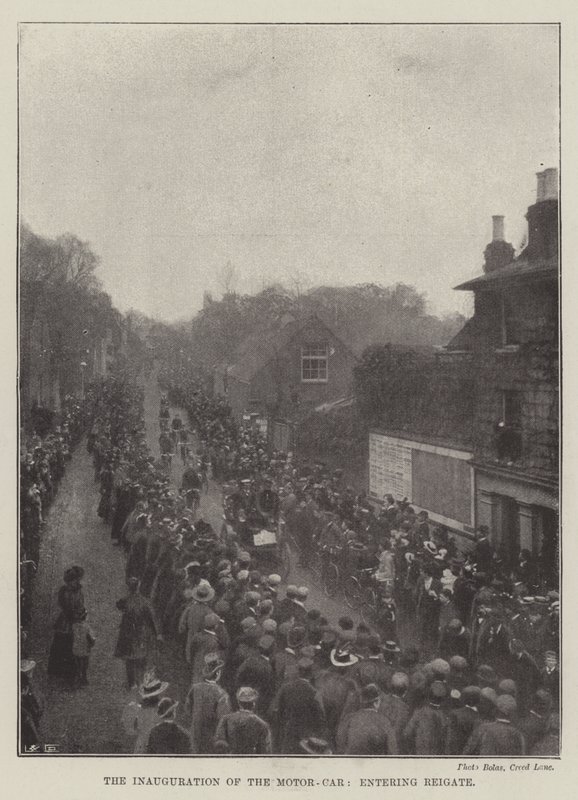 The Inauguration of the Motor-Car, entering Reigate by English Photographer