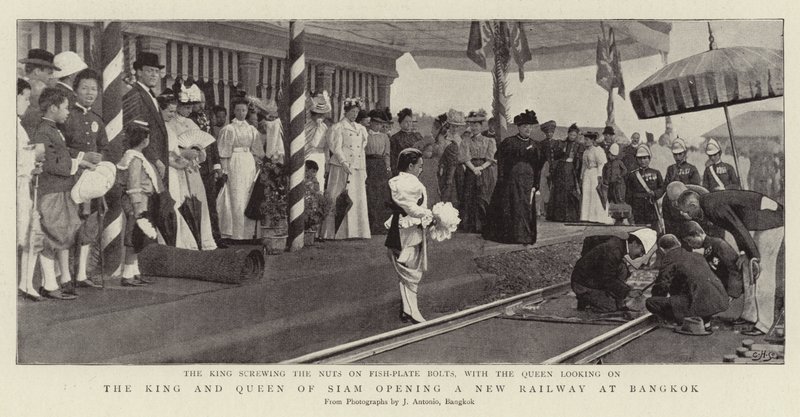 The King and Queen of Siam opening a New Railway at Bangkok by English Photographer