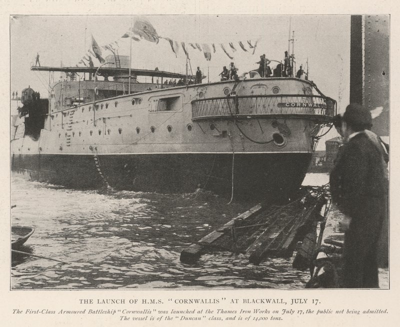 The Launch of HMS Cornwallis at Blackwall, 17 July by English Photographer