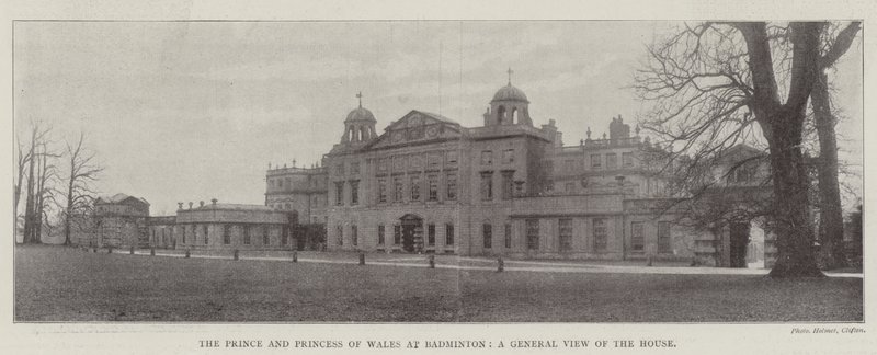 The Prince and Princess of Wales at Badminton, a General View of the House by English Photographer