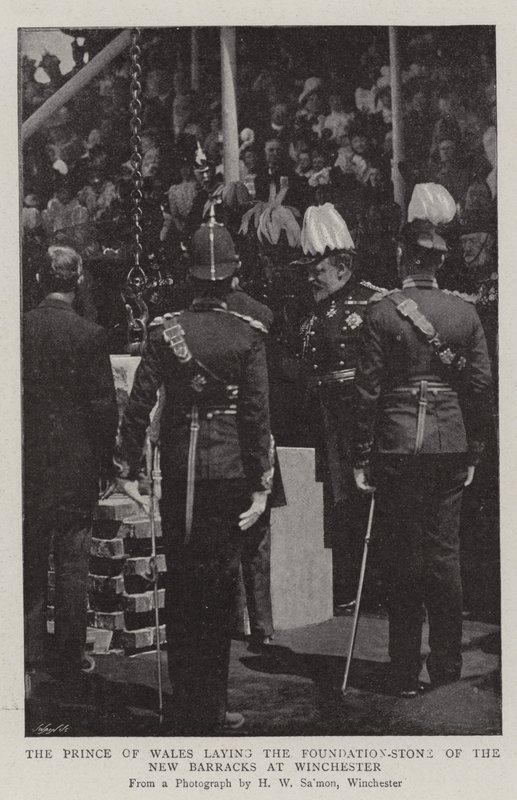 The Prince of Wales laying the Foundation-Stone of the New Barracks at Winchester by English Photographer