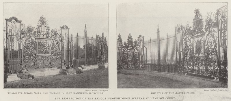 The Re-Erection of the Famous Wrought-Iron Screens at Hampton Court by English Photographer