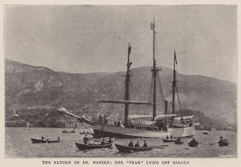 The Return of Dr Nansen, the Fram lying off Bergen by English Photographer