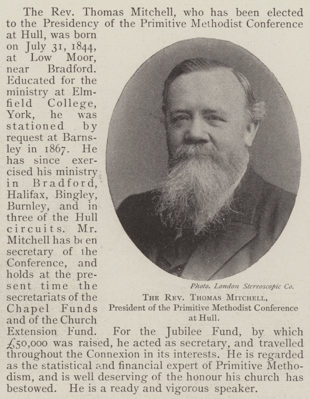 The Reverend Thomas Mitchell, President of the Primitive Methodist Conference at Hull by English Photographer