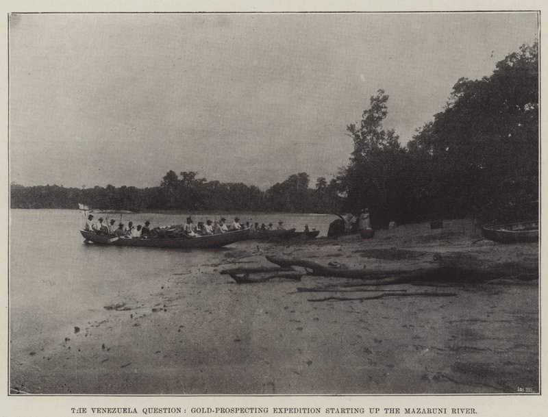 The Venezuela Question, Gold-Prospecting Expedition starting up the Mazaruni River by English Photographer