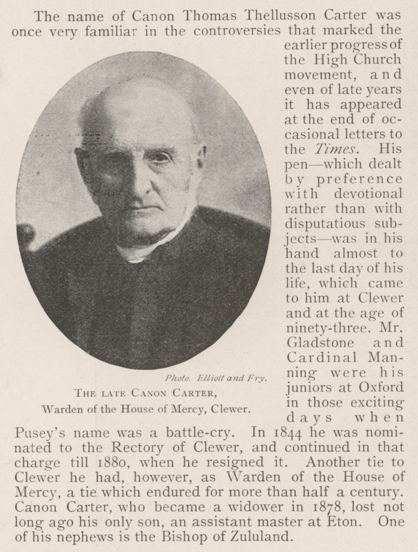 The late Canon Carter, Warden of the House of Mercy, Clewer by English Photographer