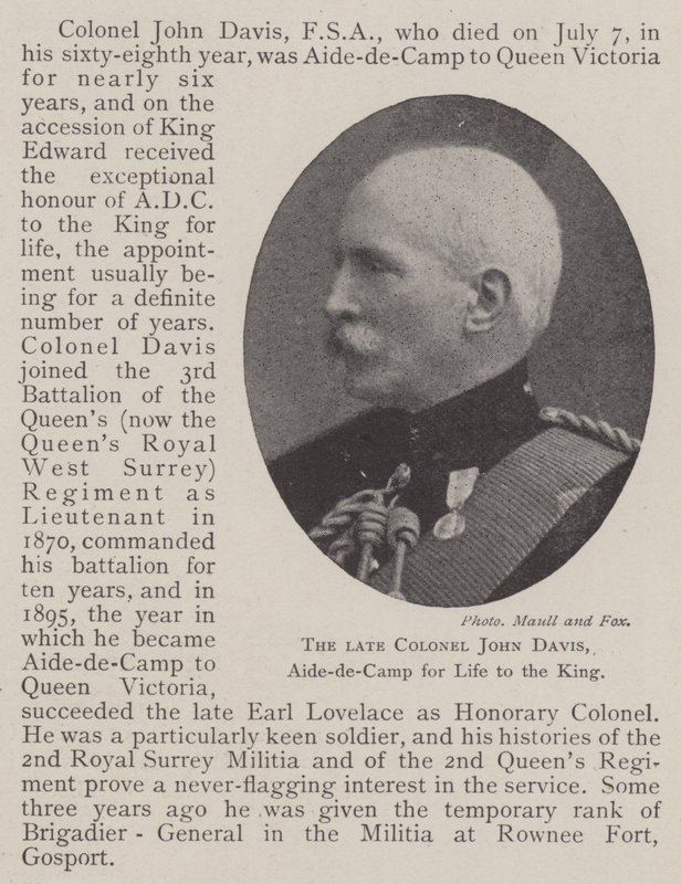 The late Colonel John Davis, Aide-de-Camp for Life to the King by English Photographer