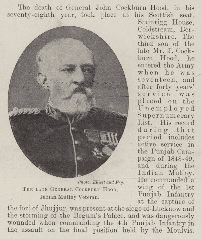 The late General Cockburn Hood, Indian Mutiny Veteran by English Photographer