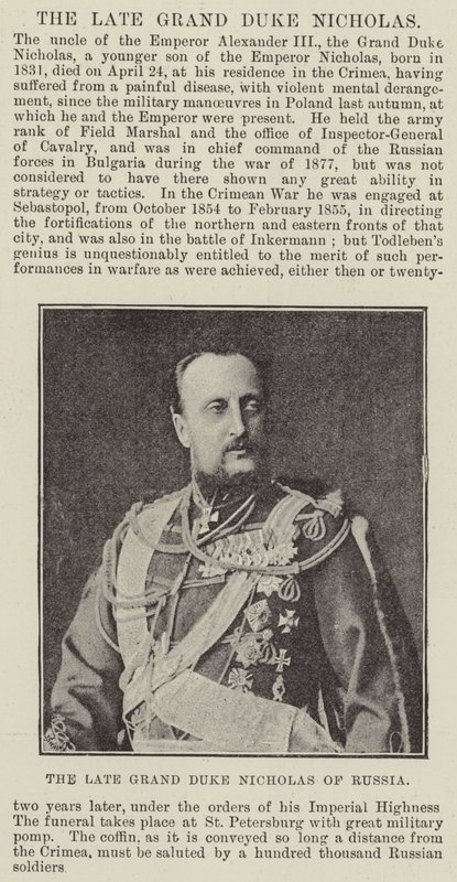 The Late Grand Duke Nicholas of Russia by English Photographer