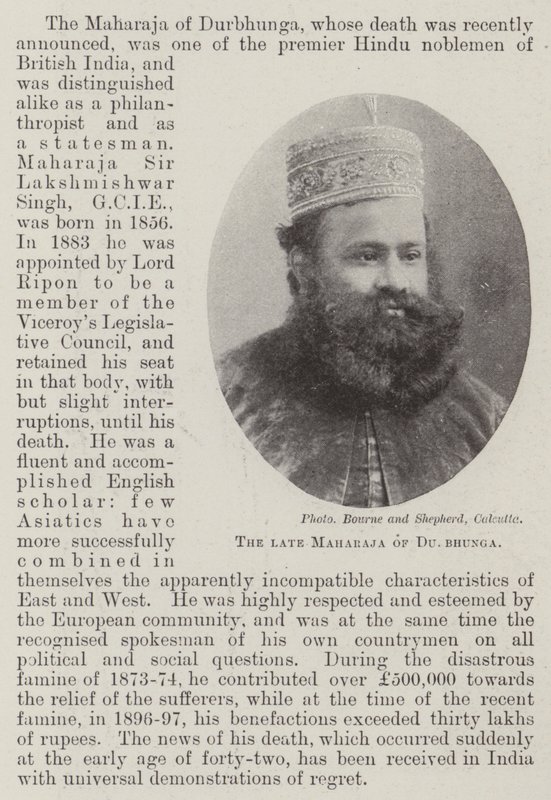 The late Maharaja of Durbhunga by English Photographer