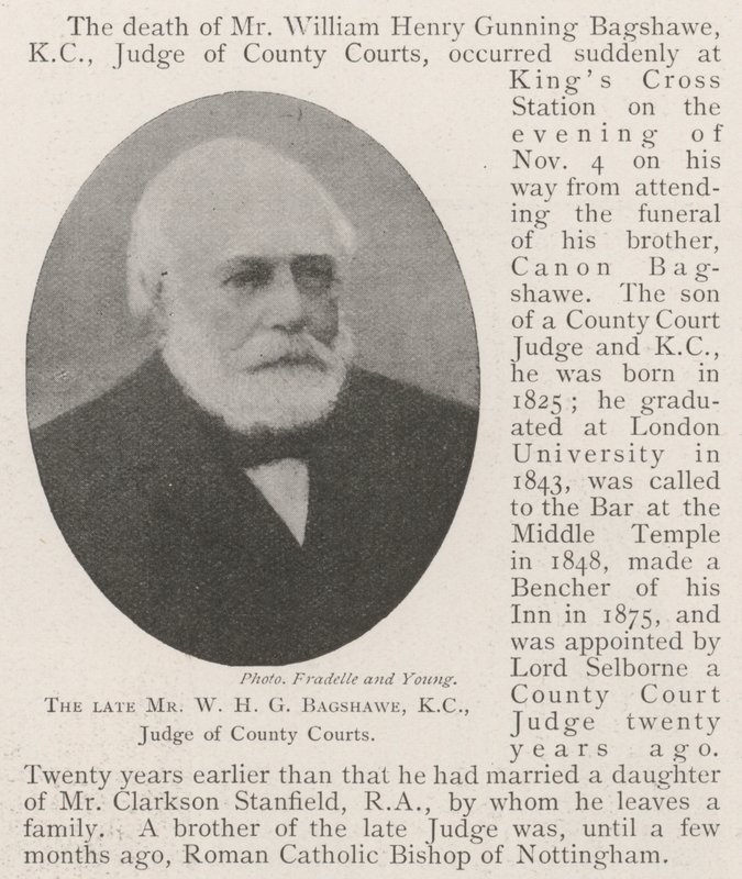 The late Mr W H G Bagshawe, KC, Judge of County Courts by English Photographer