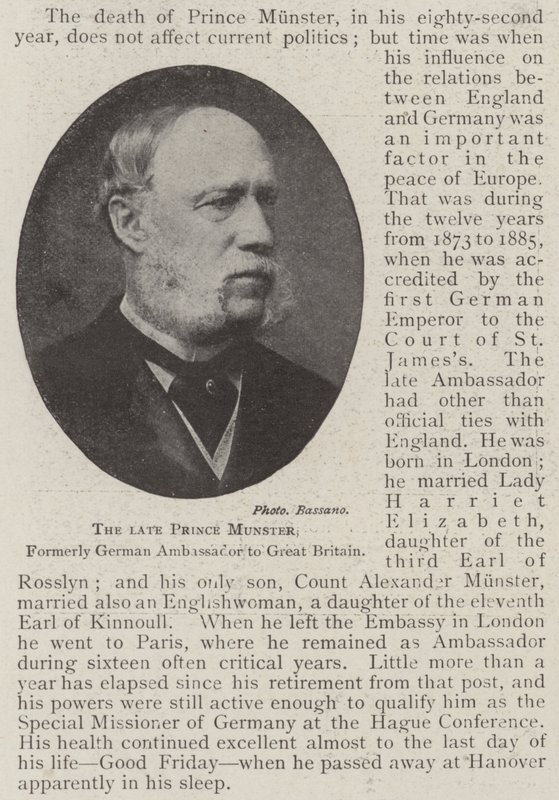 The late Prince Munster, formerly German Ambassador to Great Britain by English Photographer