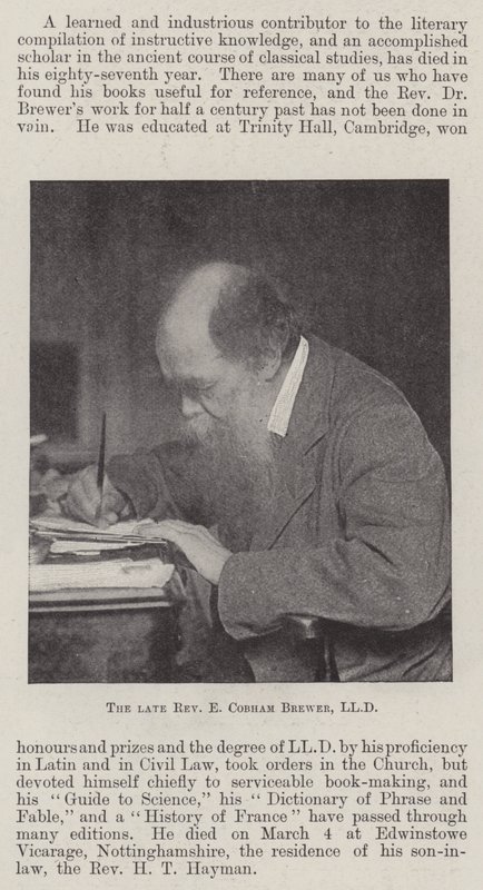 The Late Reverend E Cobham Brewer, LLD by English Photographer