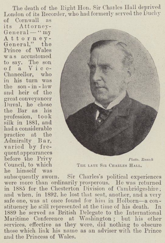 The late Sir Charles Hall by English Photographer