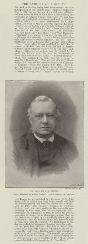 The late Sir J R Seeley, Regius Professor of Modern History at the University of Cambridge by English Photographer