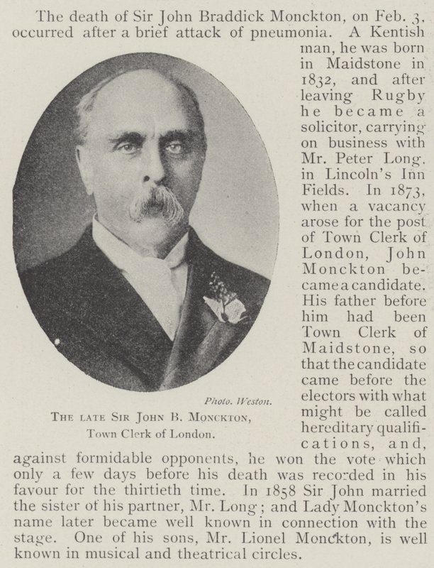 The late Sir John B Monckton, Town Clerk of London by English Photographer
