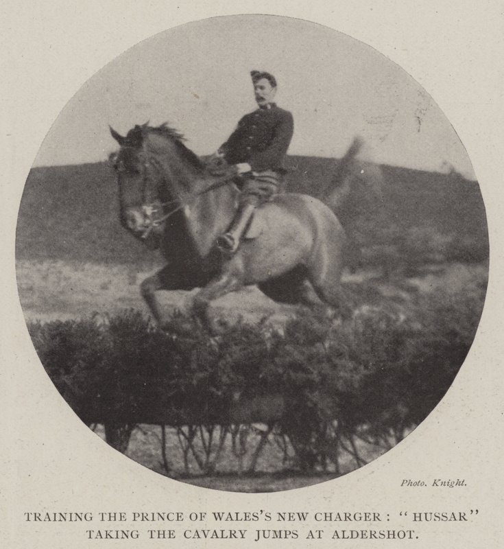 Training the Prince of Waless New Charger, Hussar taking the Cavalry Jumps at Aldershot by English Photographer