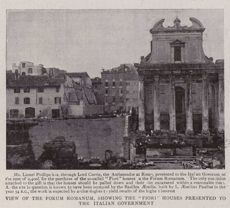 View of the Forum Romanum, showing the Fiori Houses presented to the Italian Government by English Photographer