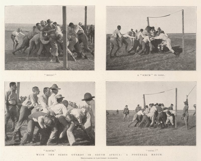 With the Scots Guards in South Africa, a Football Match by English Photographer