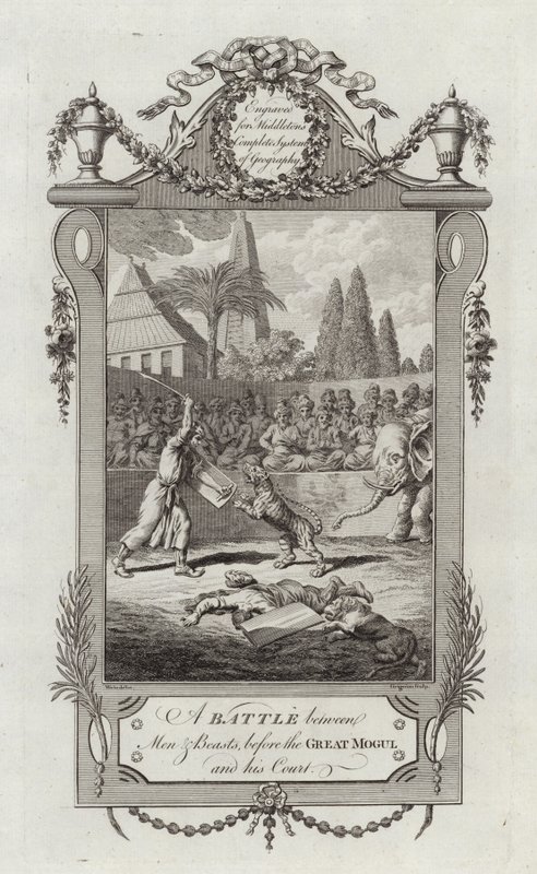 A Battle between Men & Beasts by English School