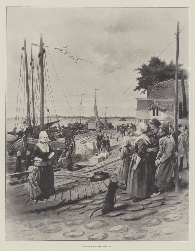 A Dutch Fishing Village by English School