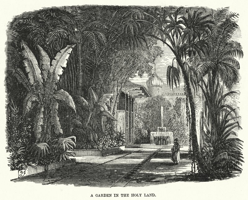 A Garden in the Holy Land (engraving) by English School