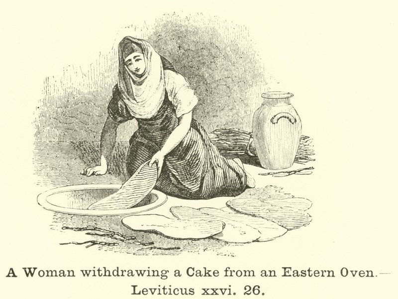 A Woman Withdrawing a Cake from an Eastern Oven by English School