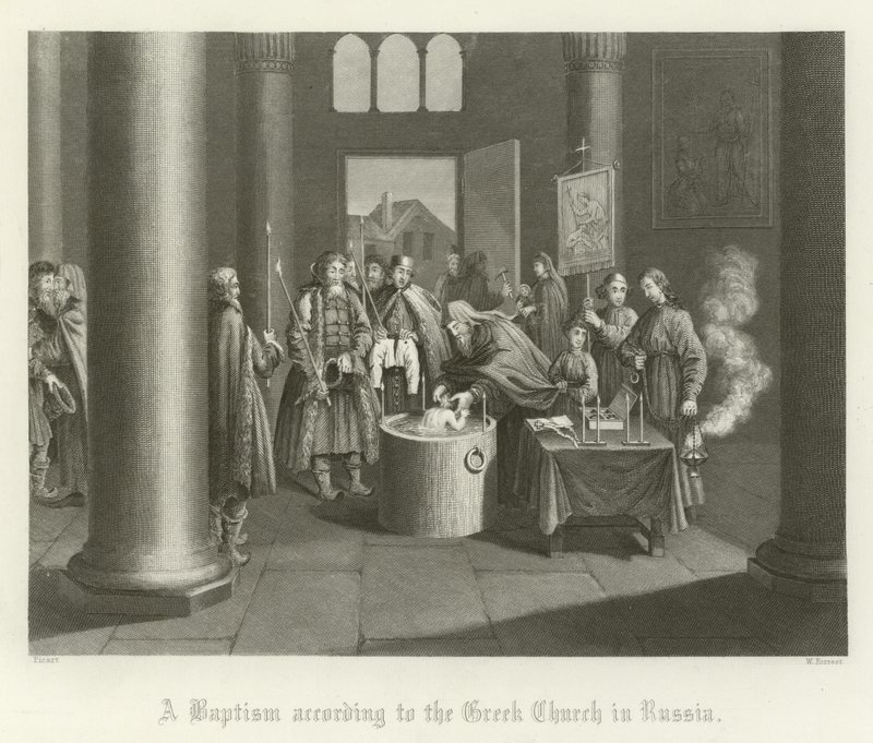 A Baptism According to the Greek Church in Russia by English School