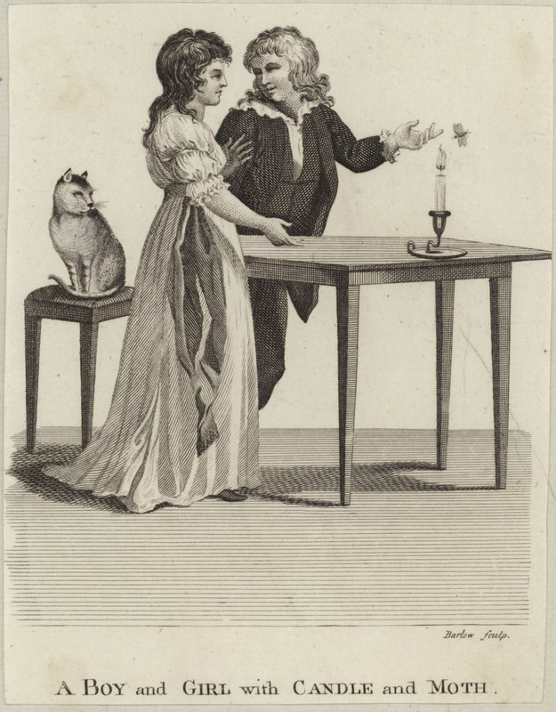 A Boy and a Girl with a Candle and a Moth by English School