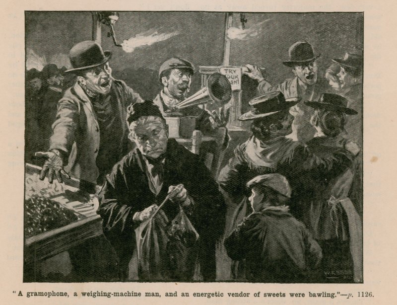 A Gramophone, a Weighing Machine Man, and an Energetic Vendor of Sweets Were Bawling by English School