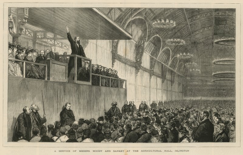 A service of Messrs Moody and Sankey at the Agricultural Hall, Islington by English School