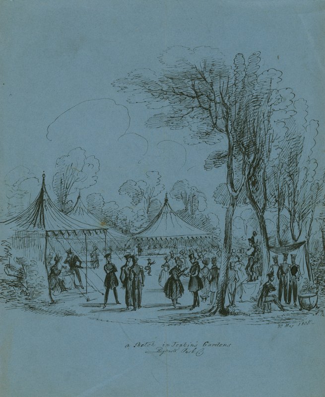 A sketch in Jenkins Gardens, Regents Park, London by English School
