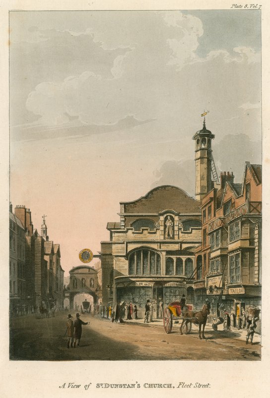 A view of St Dunstans Church, Fleet Street, London by English School