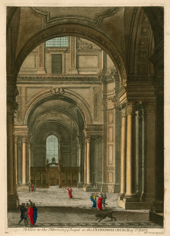 A view to the Morning Chapel in the Cathedral Church of St Paul, London by English School