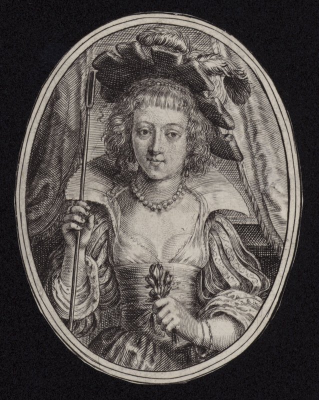 A Young Woman Carrying a Staff and Holding Flowers by English School