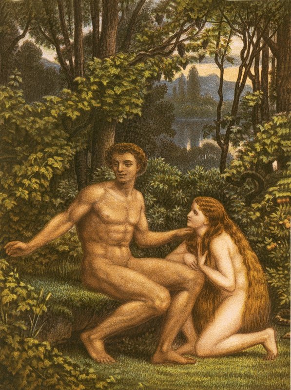 Adam and Eve, with Eve showing her obedience by English School