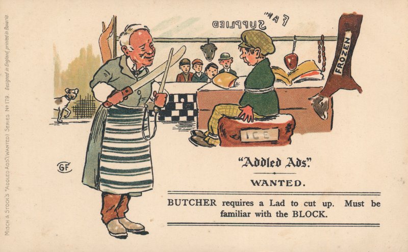 Addled Ads Postcard by English School