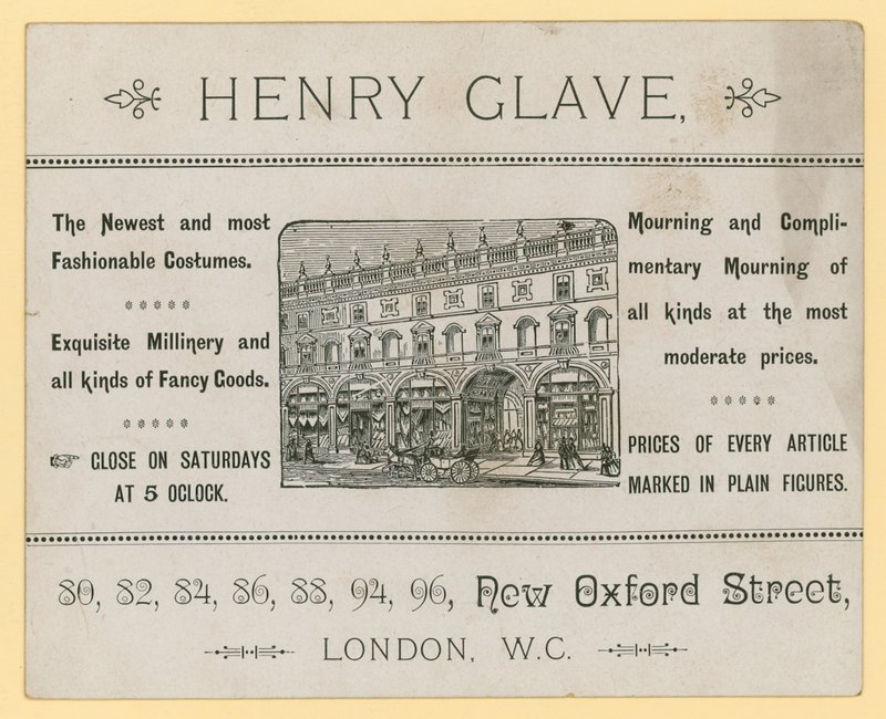 Advert for Henry Glave, New Oxford Street, London by English School