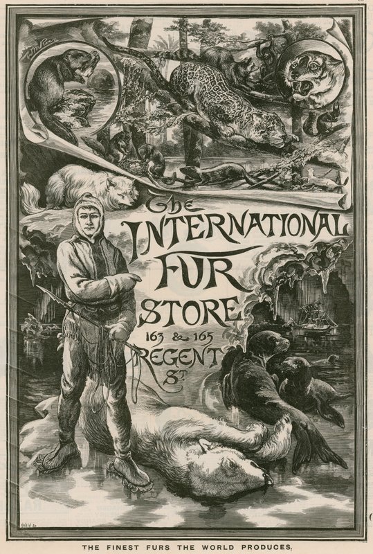 Advert for The International Fur Store, 163 & 165 Regent Street, London by English School