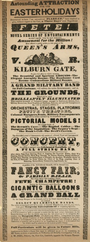 Advert for a Fete to Take Place at the Queens Arms, Kilburn Gate, London by English School