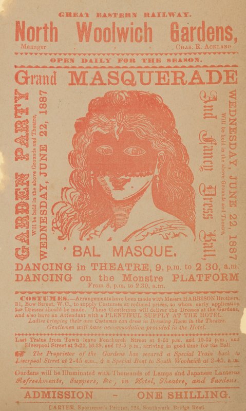 Advert for a Garden Party and Grand Masked Ball by English School