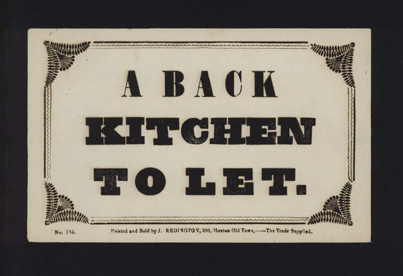 Advertisement: A Back Kitchen to Let by English School