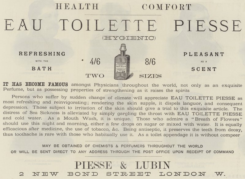 Advertisement, Eau Toilette Piesse by English School