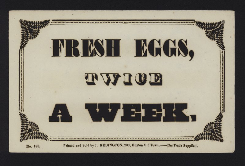 Advertisement: Fresh Eggs Twice a Week by English School
